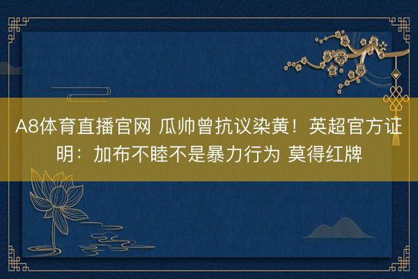 A8体育直播官网 瓜帅曾抗议染黄！英超官方证明：加布不睦不是暴力行为 莫得红牌