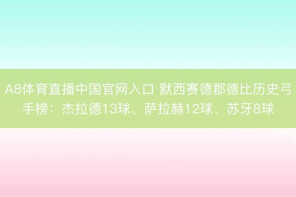 A8体育直播中国官网入口 默西赛德郡德比历史弓手榜：杰拉德13球、萨拉赫12球、苏牙8球