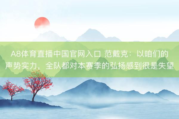 A8体育直播中国官网入口 范戴克：以咱们的声势实力，全队都对本赛季的弘扬感到很是失望