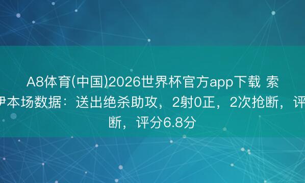 A8体育(中国)2026世界杯官方app下载 索博斯洛伊本场数据：送出绝杀助攻，2射0正，2次抢断，评分6.8分