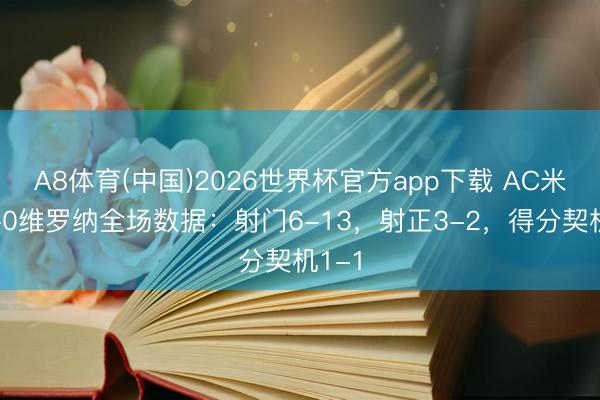 A8体育(中国)2026世界杯官方app下载 AC米兰1-0维罗纳全场数据：射门6-13，射正3-2，得分契机1-1