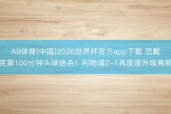 A8体育(中国)2026世界杯官方app下载 范戴克第100分钟头球绝杀！利物浦2-1再度晋升埃弗顿