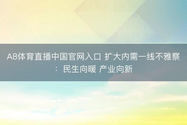 A8体育直播中国官网入口 扩大内需一线不雅察：民生向暖 产业向新