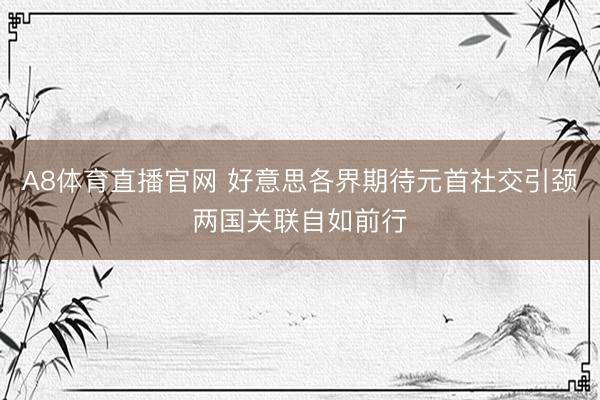 A8体育直播官网 好意思各界期待元首社交引颈两国关联自如前行