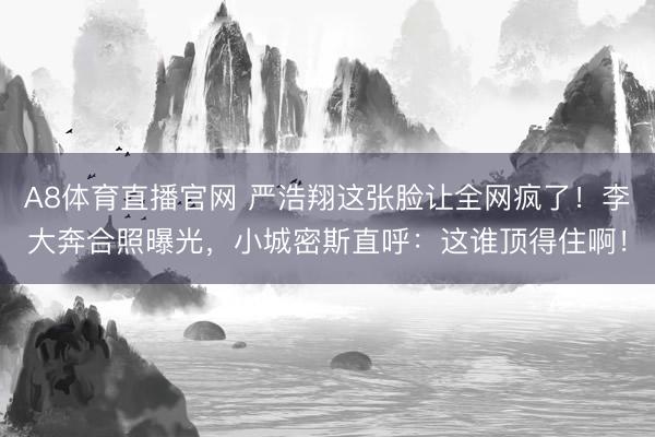 A8体育直播官网 严浩翔这张脸让全网疯了!李大奔合照曝光,小城密斯直呼:这谁顶得住啊!